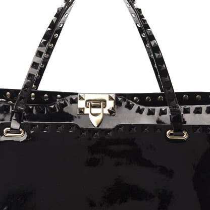 Valentino Garavani Patent Rockstud Flip Lock Tote Black 13 of 13
