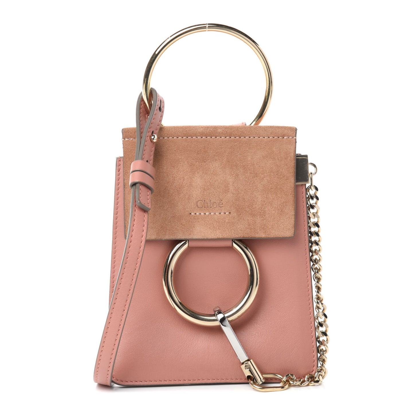 Suede Calfskin Mini Faye Bracelet Bag Ideal Blush
