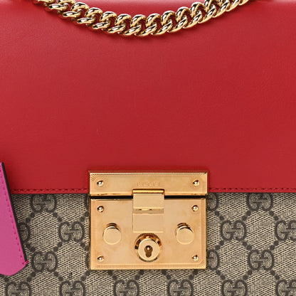 Gucci GG Supreme Monogram Calfskin Medium Padlock Shoulder Bag Beige Hibiscus Red New Rosette 8 of 10