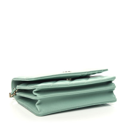 Chanel Lambskin Quilted Mini Wallet On Chain WOC Light Green 4 of 10
