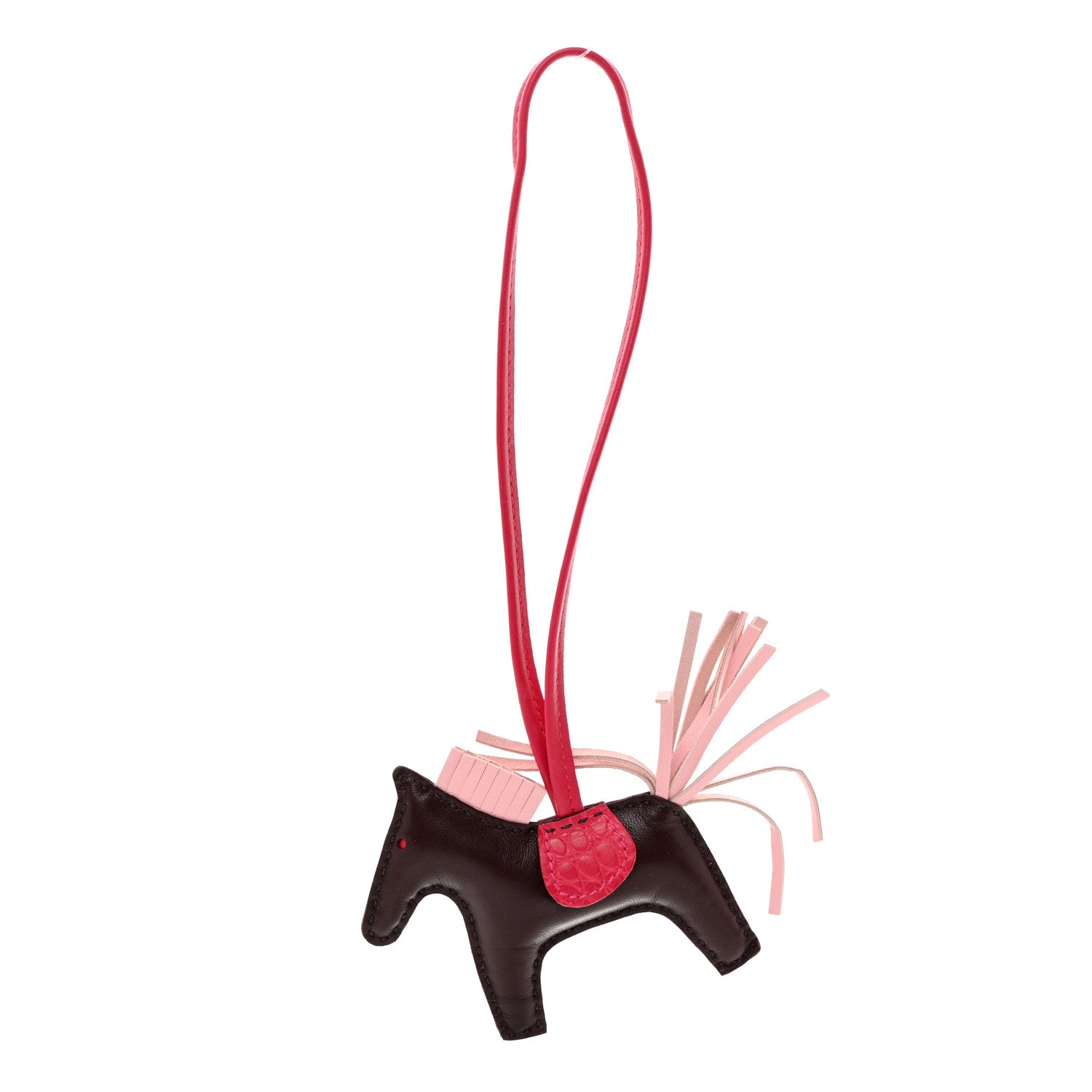 Hermes Milo Lambskin Matte Alligator Touch Grigri Rodeo Horse Bag Charm PM Rouge Sellier Framboise Rose Sakura 1 of 5