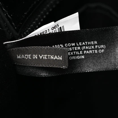 Marc Jacobs Shiny Calfskin Faux Shearling Large The Traveler Tote Bag Black 8 of 12