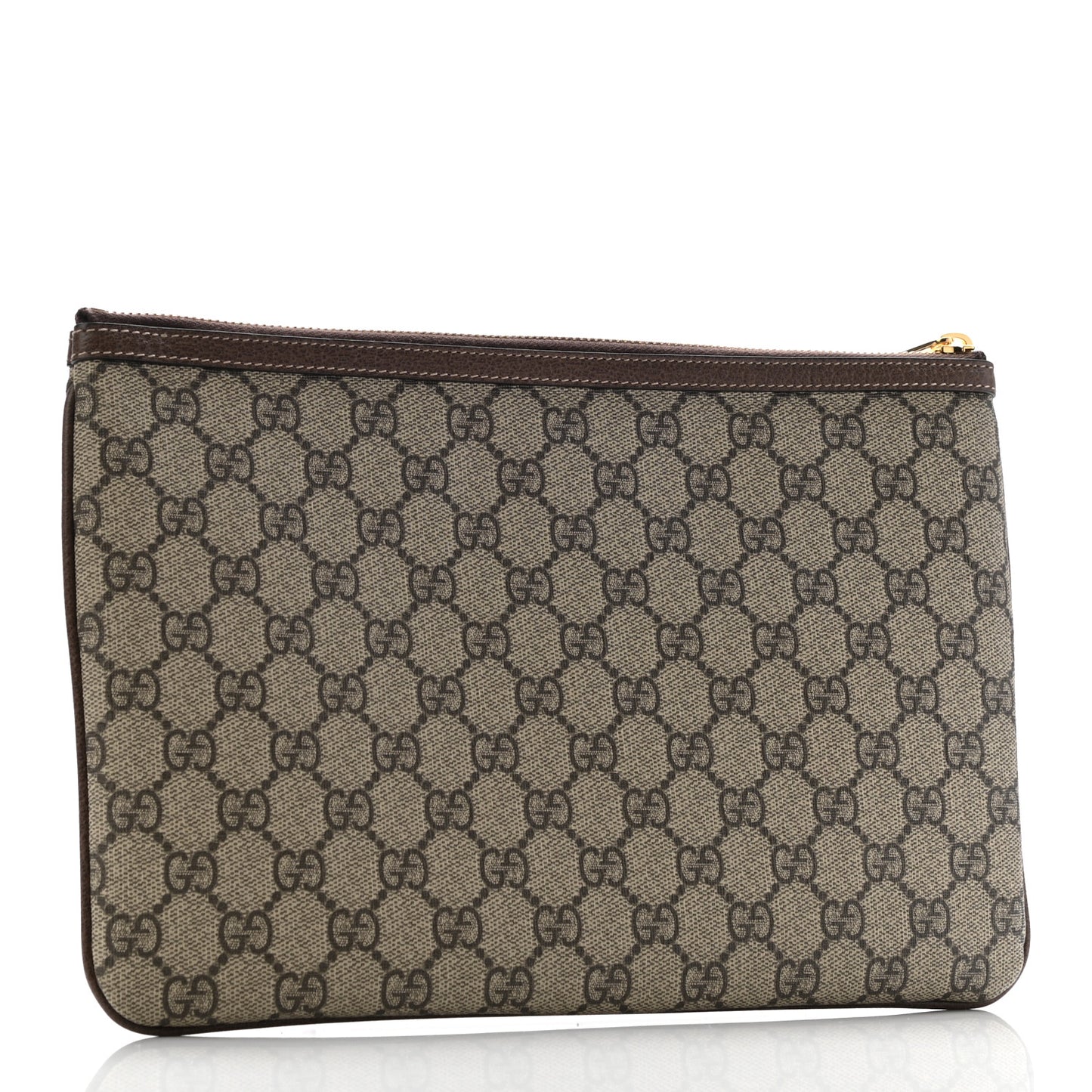 GG Supreme Monogram Large Ophidia Pouch Clutch Brown