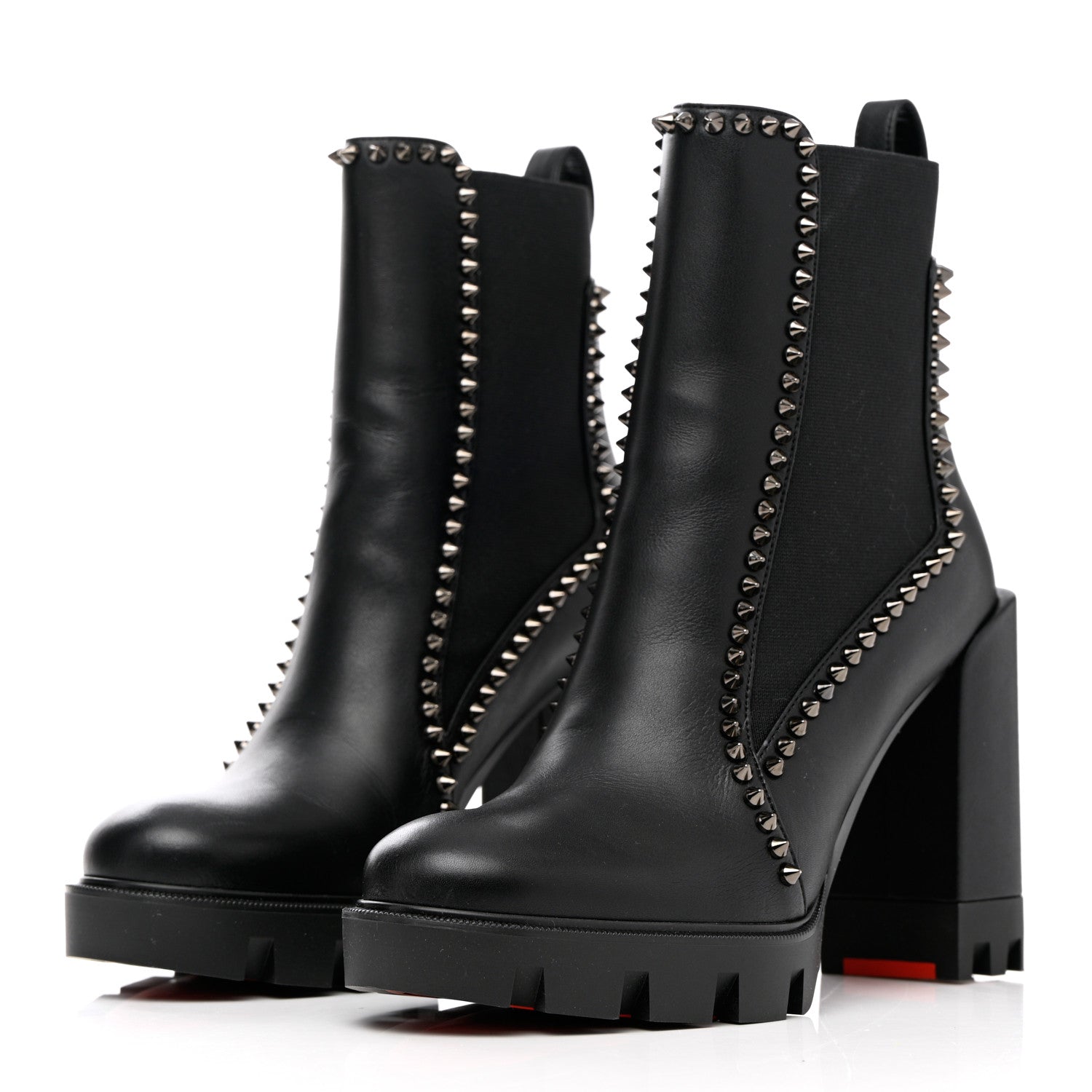 Christian Louboutin Nappa Out Line Spike Lug 100 Boots 37.5 Black 3 of 16