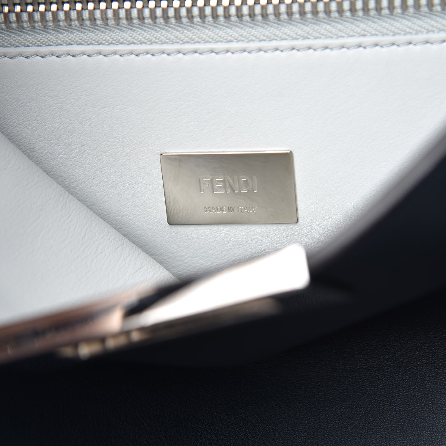 Fendi Vitello Tahiti Burro Large Peekaboo Iconic Essentially Satchel Blue Notte Grigio Perla 8 of 9