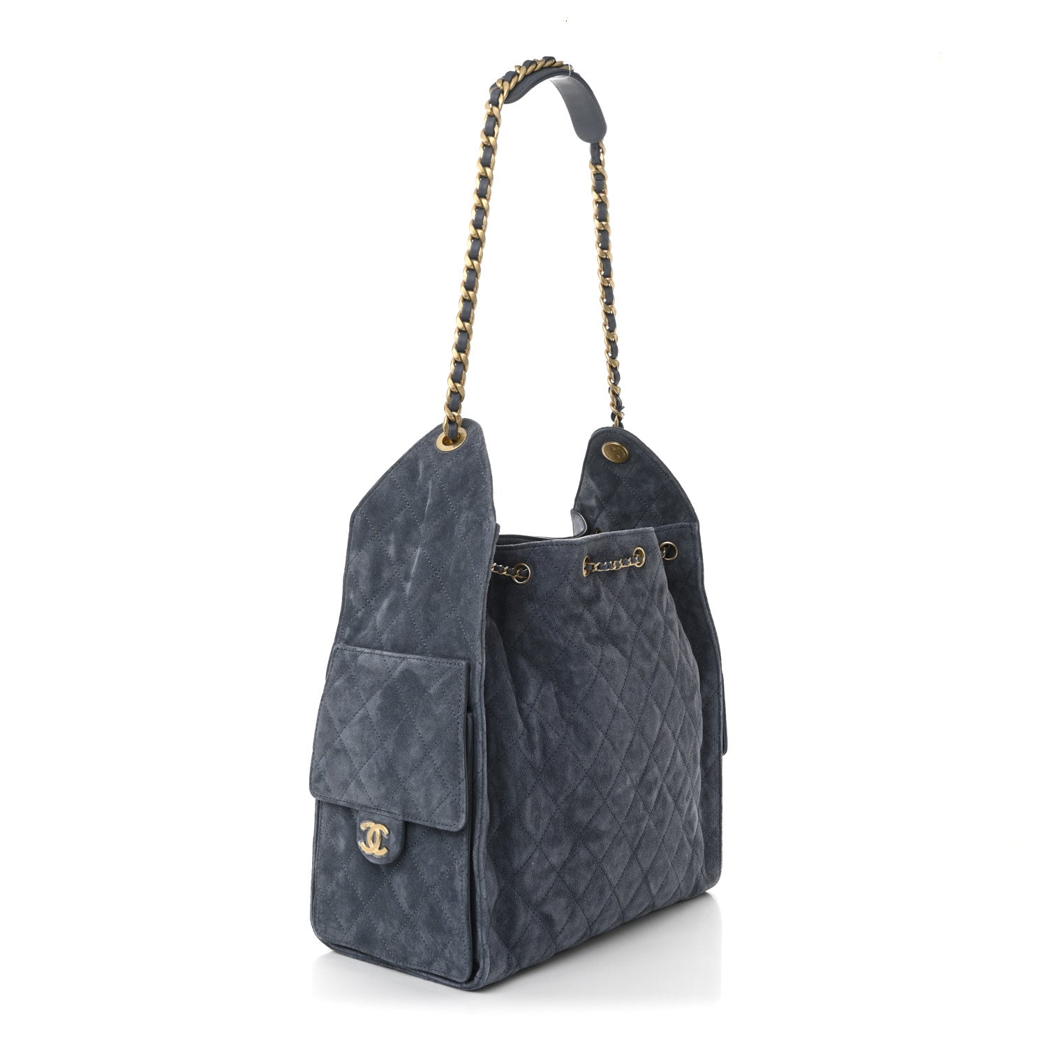 Chanel Suede Quilted Medium Chanel 25 Handbag Blue 4 of 12