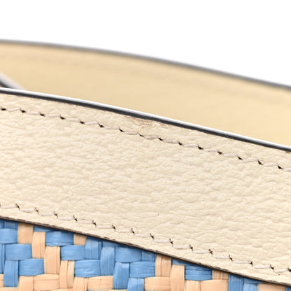 Gucci Raffia Textured Dollar Calfskin Web Houndstooth Small Diana Tote Bag Light Blue Natural Deep Orange 14 of 14