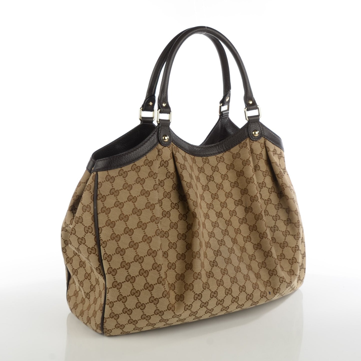 Monogram Dollar Calfskin Large Sukey Tote Beige Ebony Testa di Moro