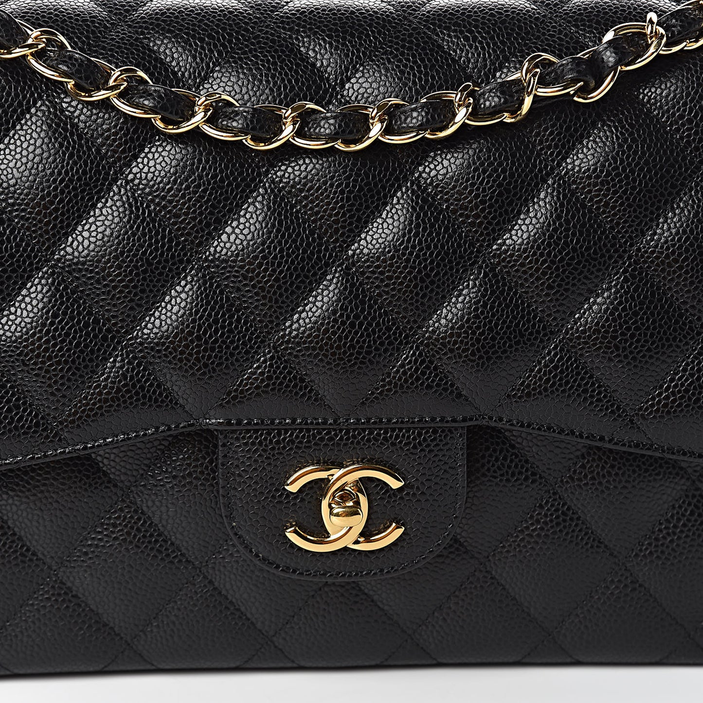 Caviar Quilted Jumbo Double Flap Black