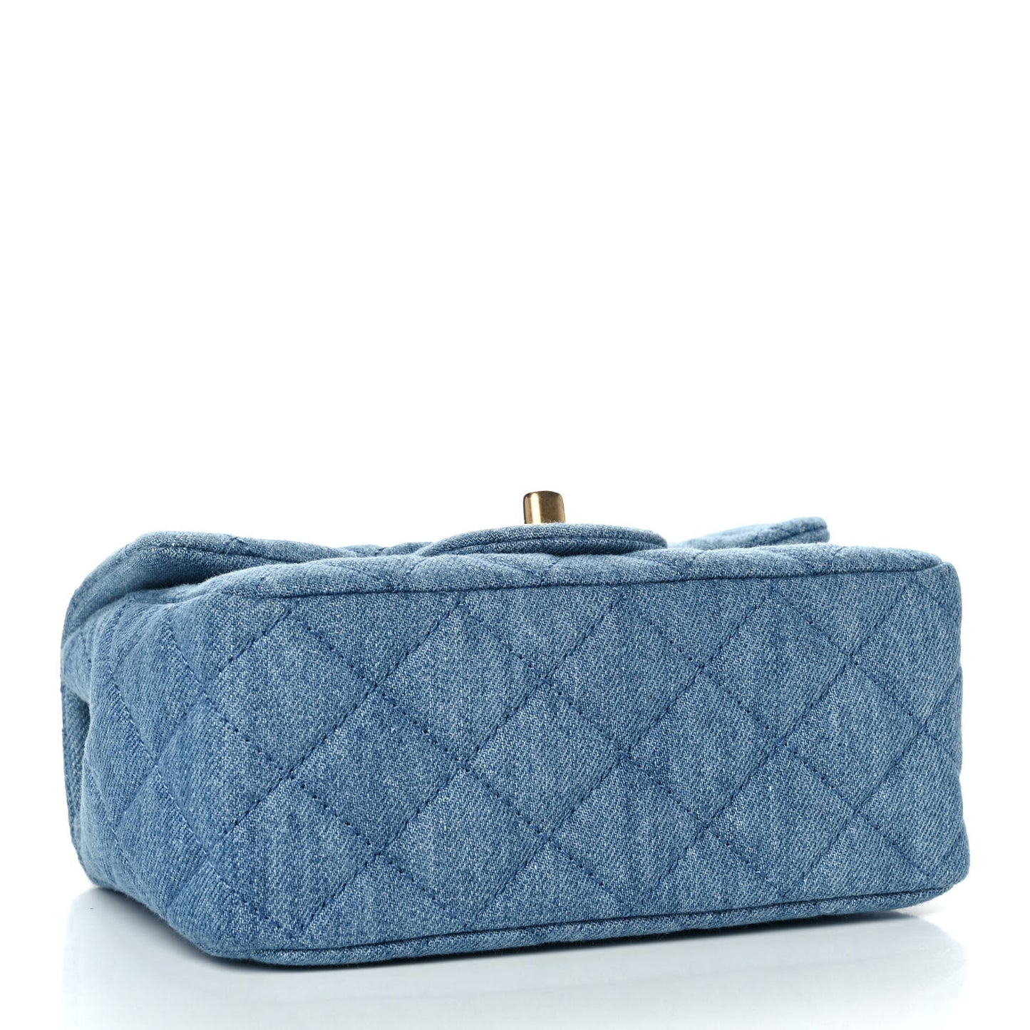 Denim Quilted Mini Pearl Crush Flap Blue
