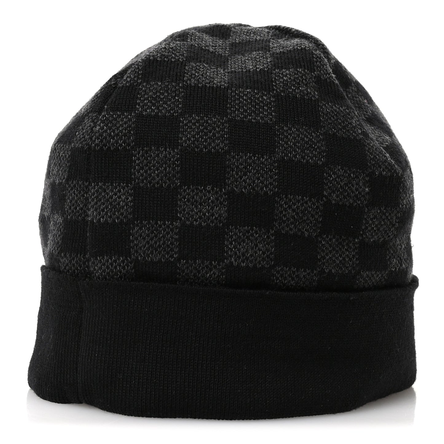 Wool Bonnet Petit Damier Beanie Hat Black
