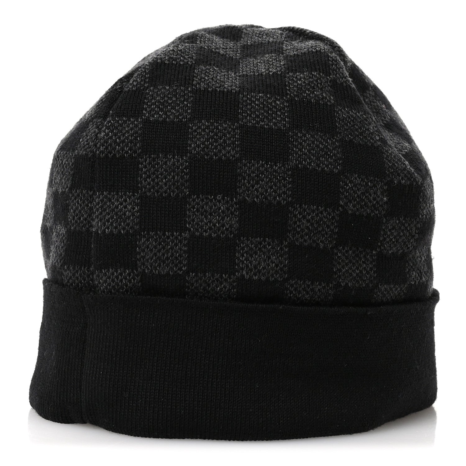 Louis Vuitton Wool Bonnet Petit Damier Beanie Hat Black 6 of 10