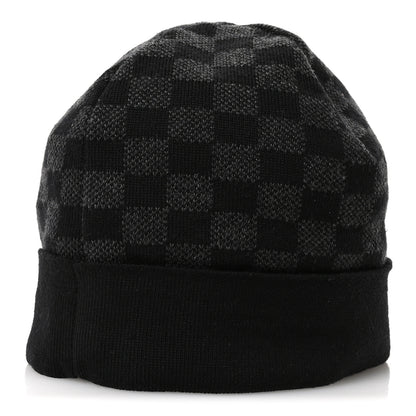 Louis Vuitton Wool Bonnet Petit Damier Beanie Hat Black 6 of 10