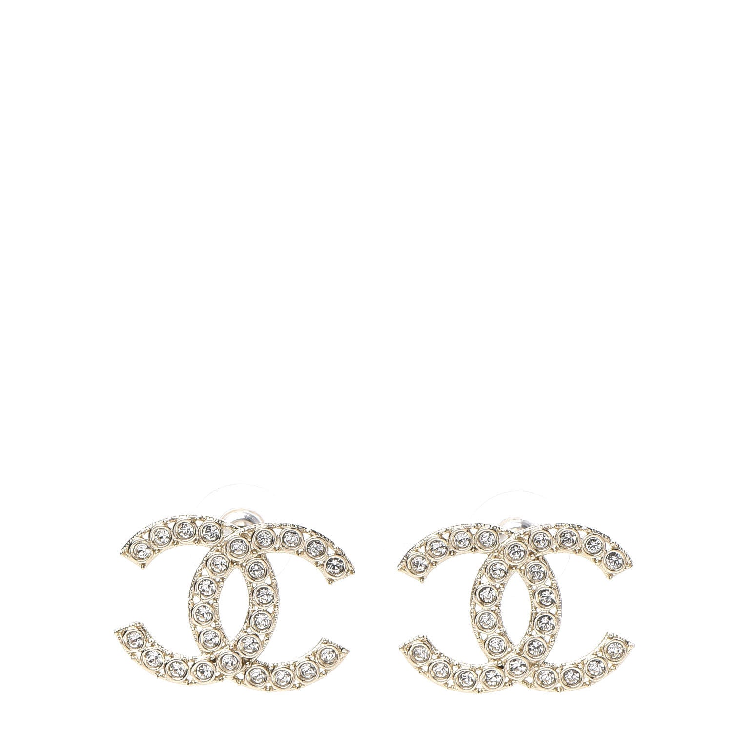 Chanel Crystal CC Earrings Light Gold 1 of 5