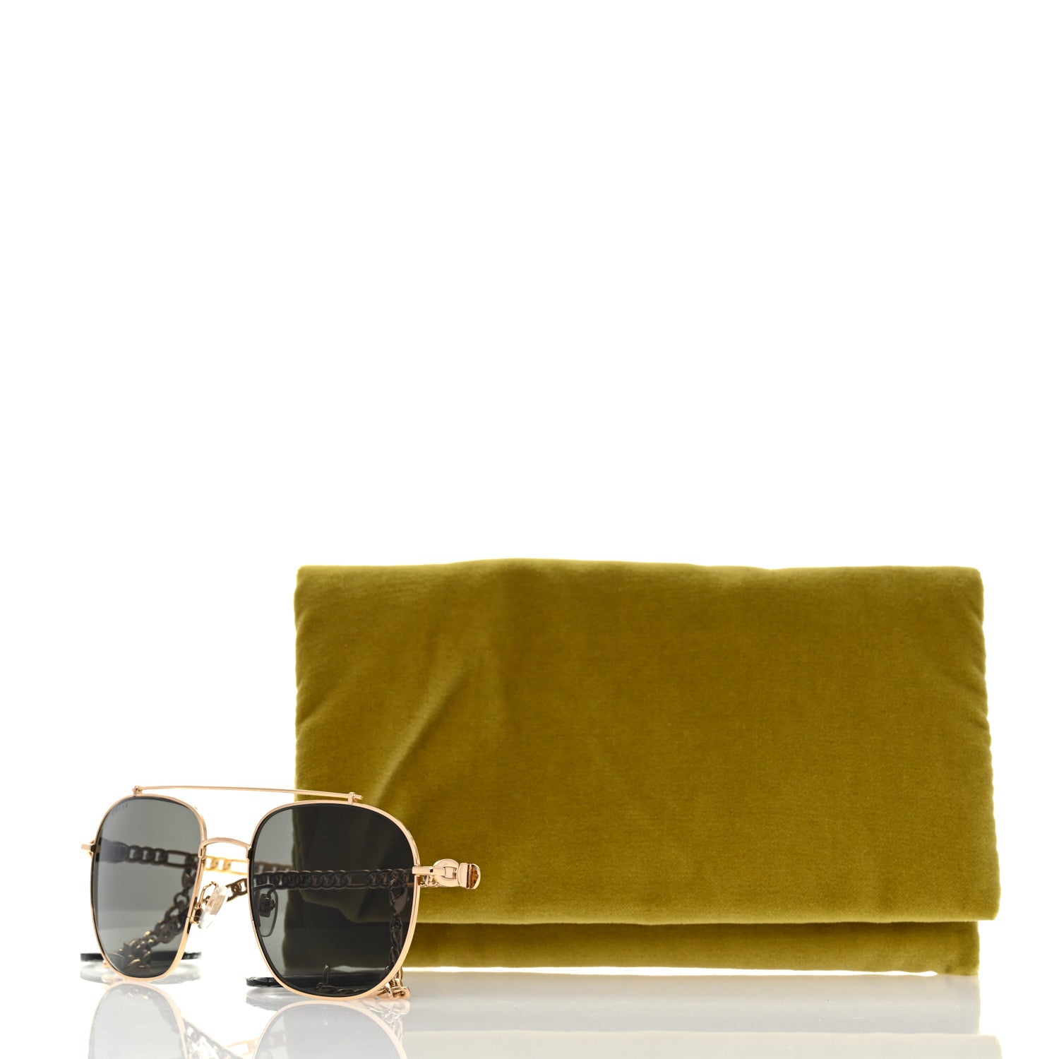 Gucci Aviator Charm Chain Sunglasses GG0727S Gold 8 of 8