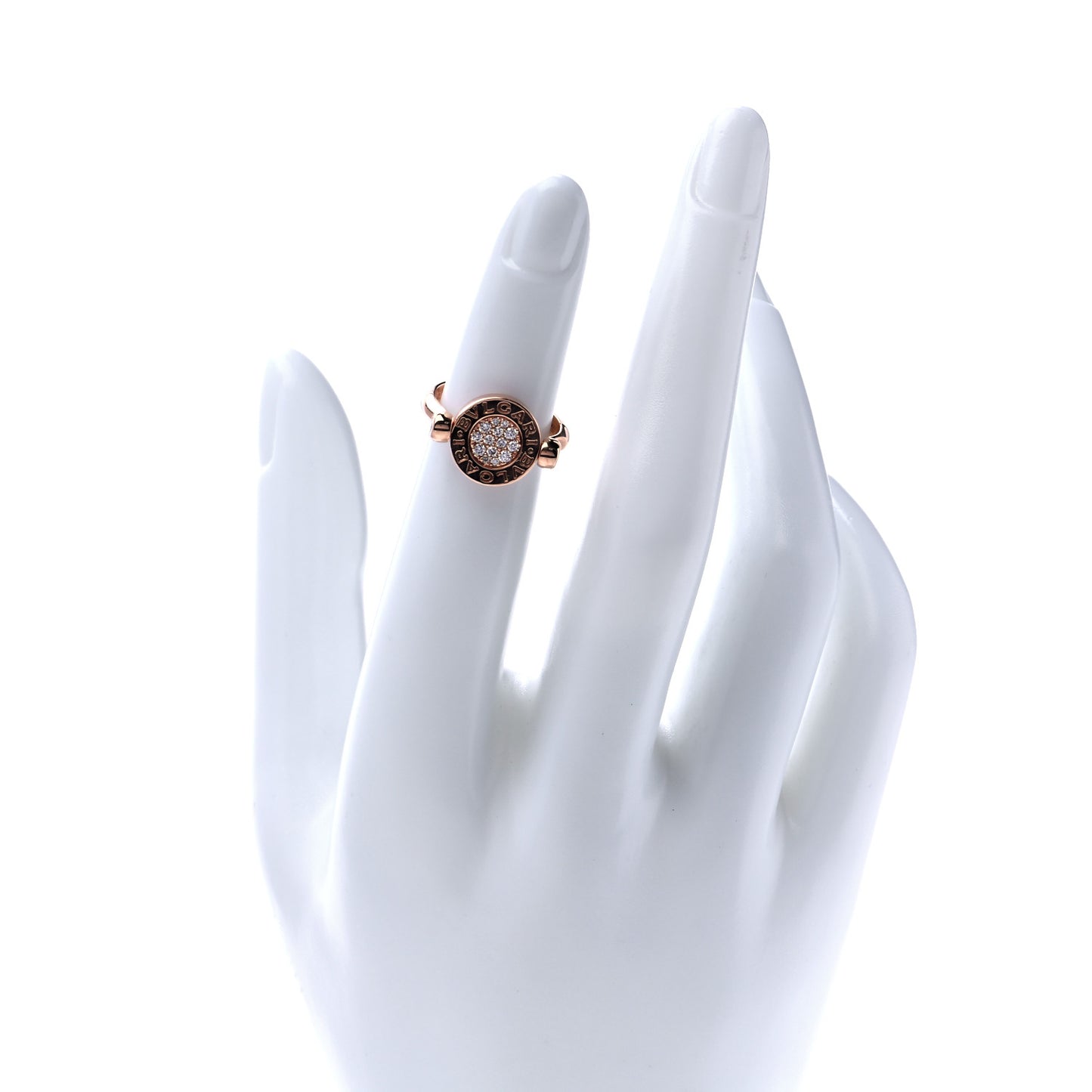18K Rose Gold Diamond Jade BVLGARI BVLGARI Ring 48 4.5
