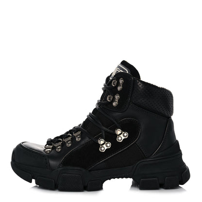 Gucci X SEGA Calfskin Suede Technical Canvas Womens Flashtrek High-Top Sneakers 35 Black 1 of 9