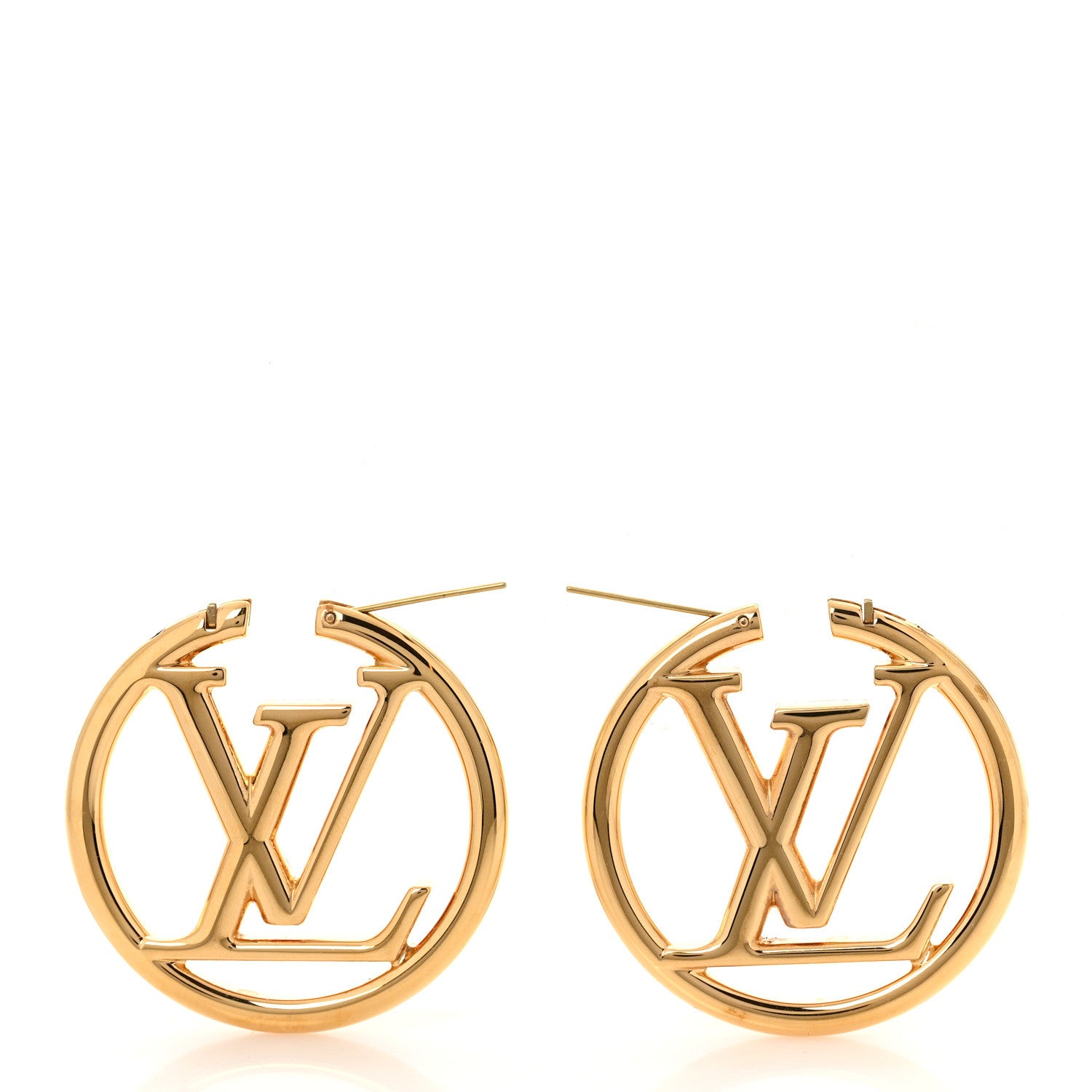 Louis Vuitton Metal Louise Hoop Earrings Gold 3 of 5