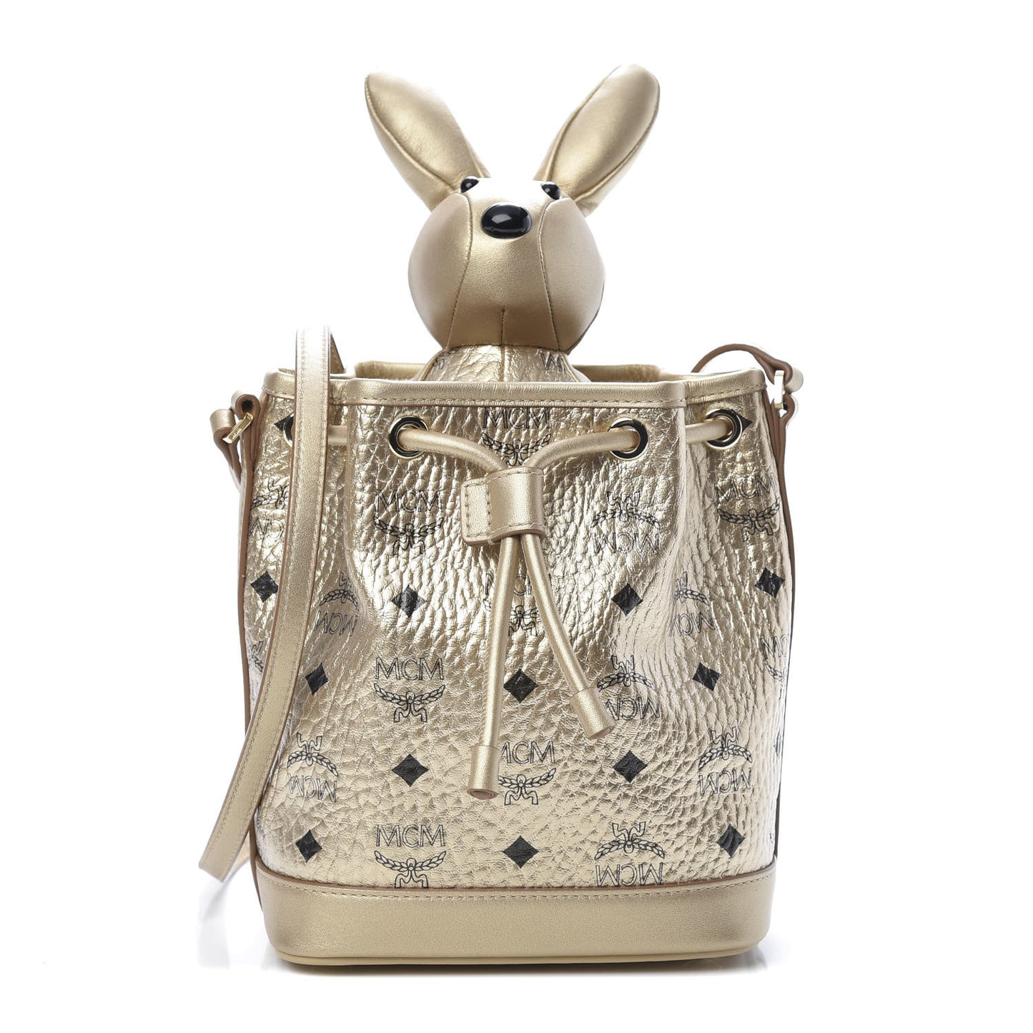 Metallic Visetos Zoo Rabbit Drawstring Bucket Bag Berlin Gold