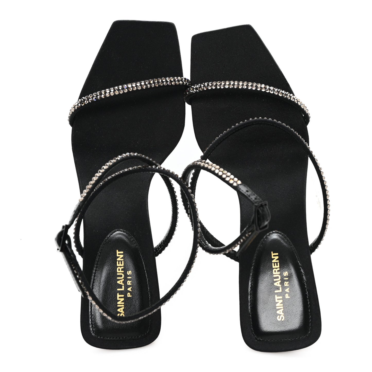 Crepe Satin Baliqua 55 Vett Ankle Strap Sandals 36.5 Black
