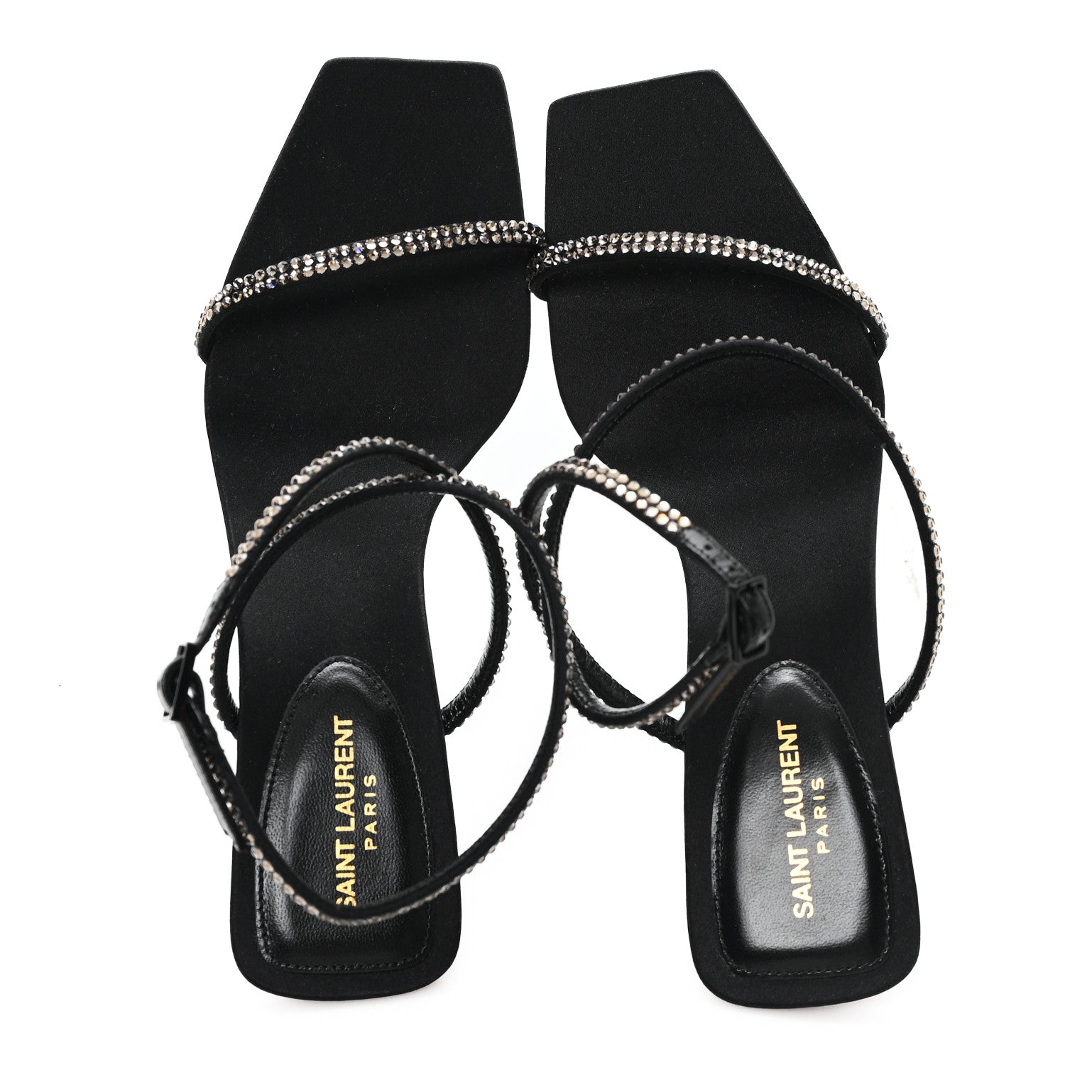 Saint Laurent Crepe Satin Baliqua 55 Vett Ankle Strap Sandals 36.5 Black 2 of 10