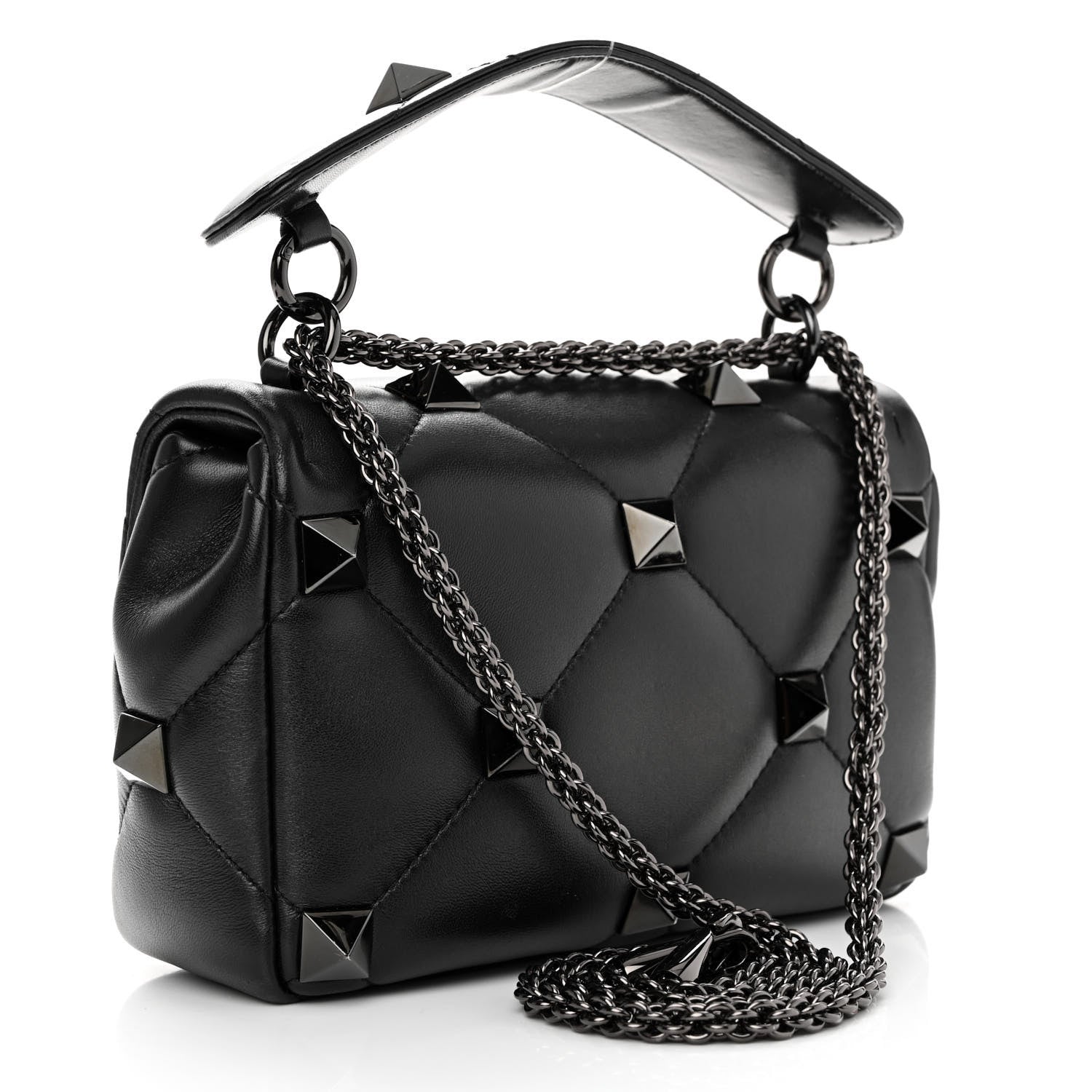 Valentino Garavani Nappa Monochrome Medium Roman Stud Shoulder Bag Black 3 of 19