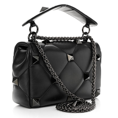 Valentino Garavani Nappa Monochrome Medium Roman Stud Shoulder Bag Black 3 of 19