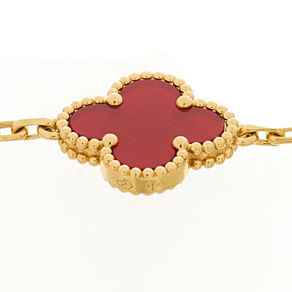 Van Cleef & Arpels 18K Yellow Gold Carnelian 5 Motifs Vintage Alhambra Bracelet 4 of 4