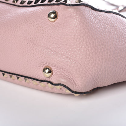 Valentino Garavani Grained Calfskin Small Rockstud Tote Water Rose 14 of 15