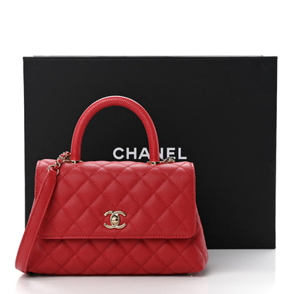 Chanel Caviar Lizard Embossed Quilted Mini Coco Handle Flap Red 11 of 11