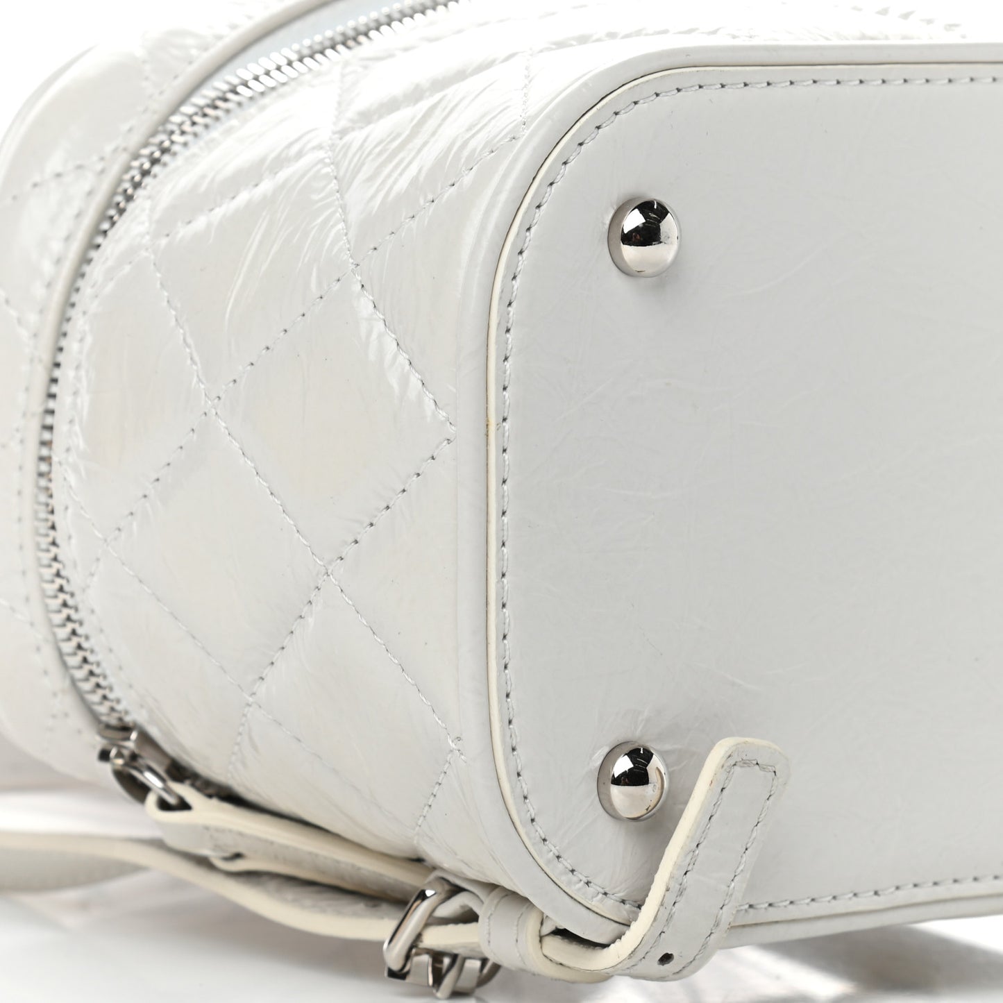 Crumpled Calfskin PVC Quilted Backpack White