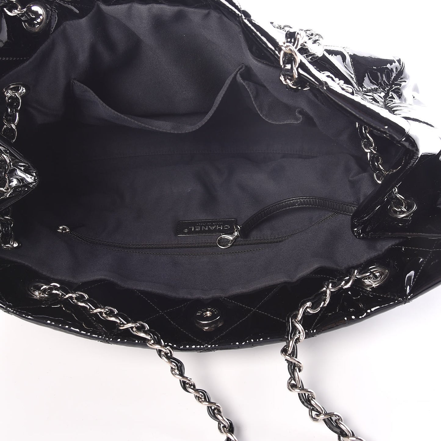 Patent Quilted Medium Cells Tote Black