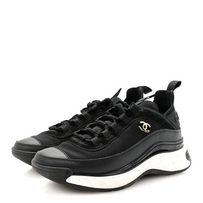 Chanel Velvet Calfskin Mixed Fibers CC Sneakers 37 Black 4 of 10