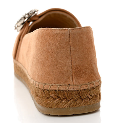 Jimmy Choo Suede Calfskin Crystal Embellished Dru Espadrilles 38 Beige 8 of 9
