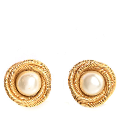 Chanel Pearl Clip On Earrings Gold 1 of 4