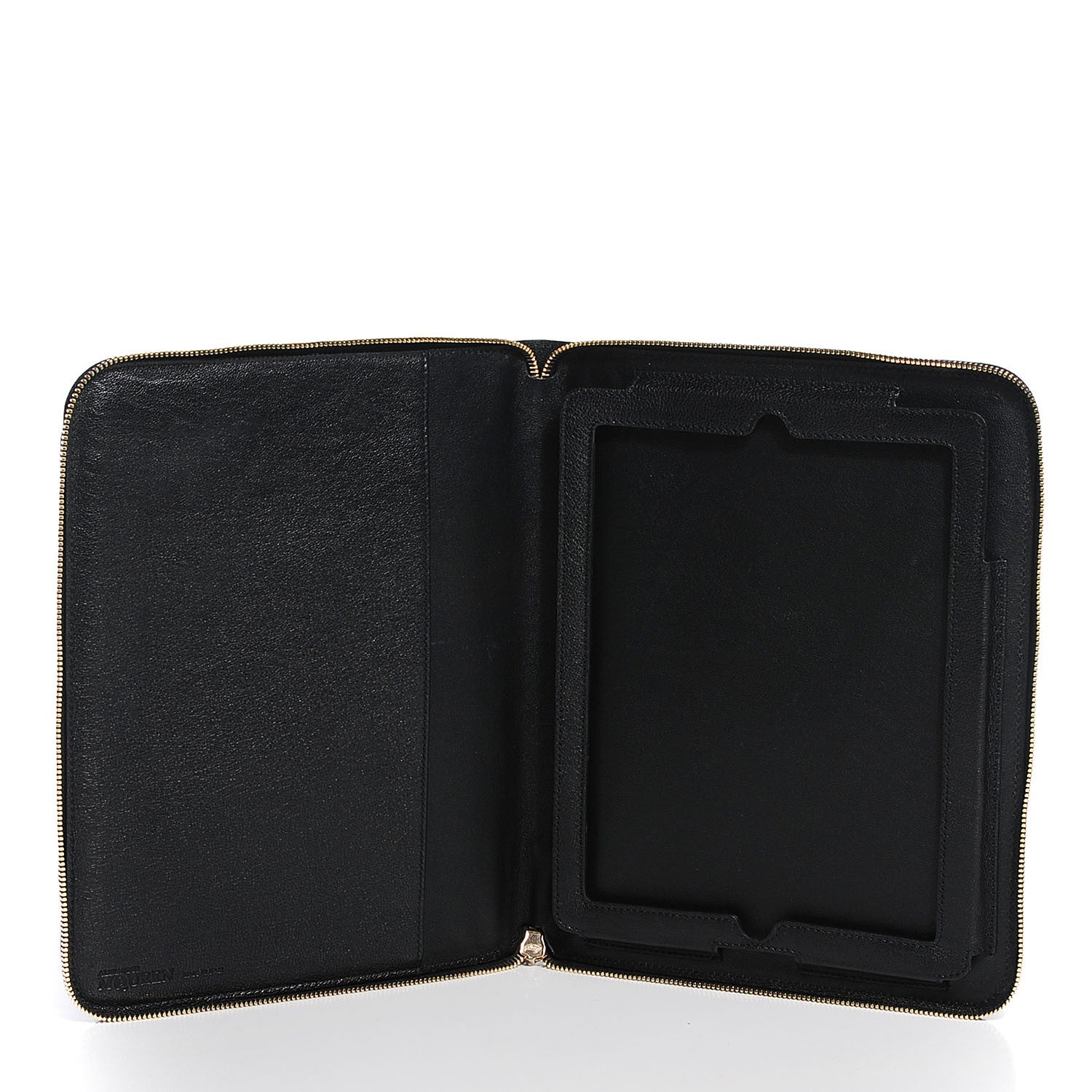 Alexander McQueen Calfskin Skull Charm Zip Around Tablet Case Black 5 of 8