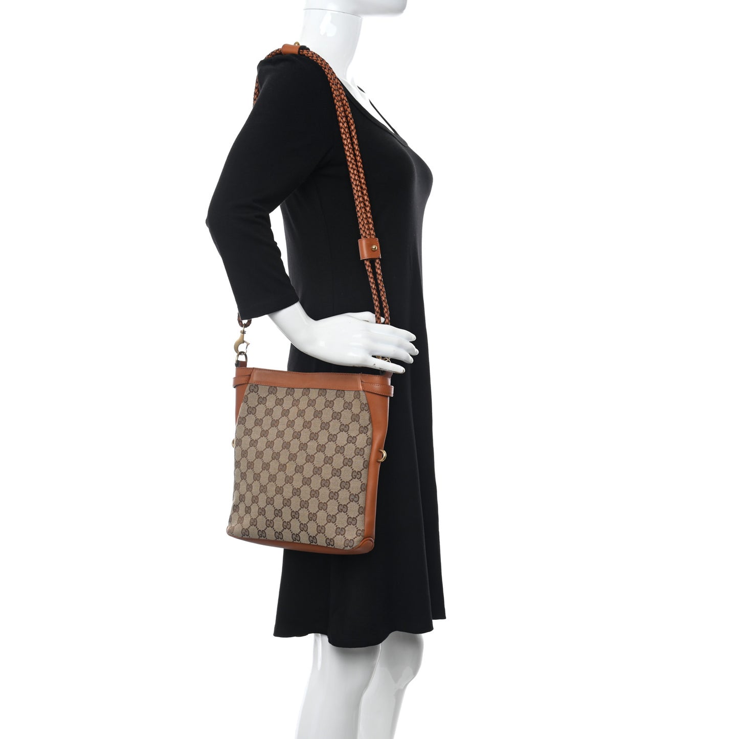 Monogram Braided Shoulder Bag Brown