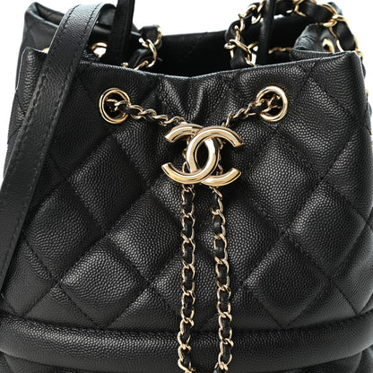 Chanel Caviar Quilted Rolled Up Bucket Drawstring Bag Black 8 of 10