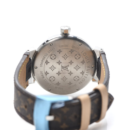 Louis Vuitton Stainless Steel Monogram 39mm Tambour Quartz Watch Brown 4 of 4