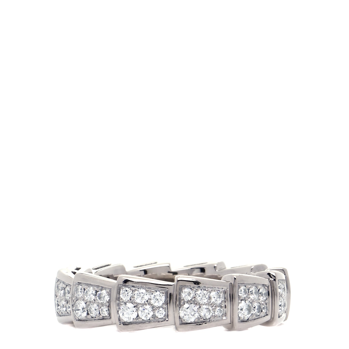 18K White Gold Diamond Serpenti Viper Pave Ring 56 7.5
