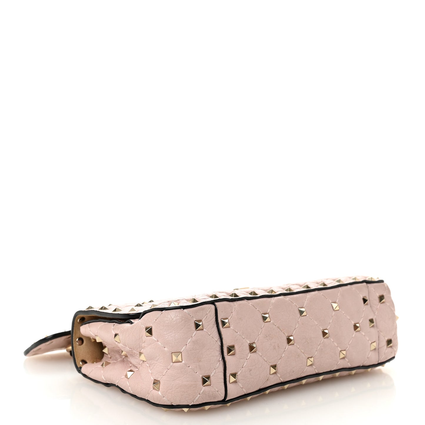 Craquele Nappa Small Rockstud Spike Shoulder Bag Water Rose