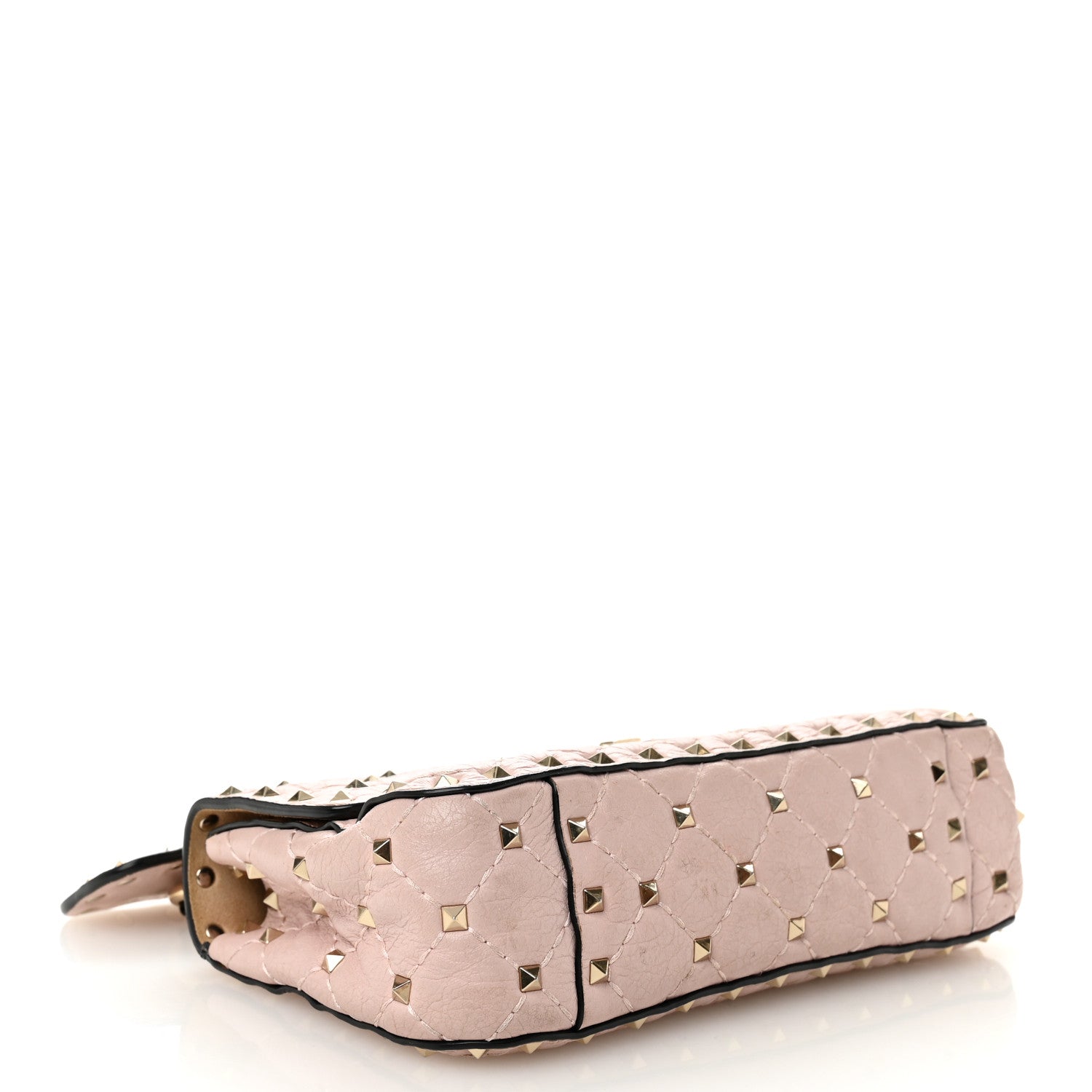 Valentino Garavani Craquele Nappa Small Rockstud Spike Shoulder Bag Water Rose 4 of 11