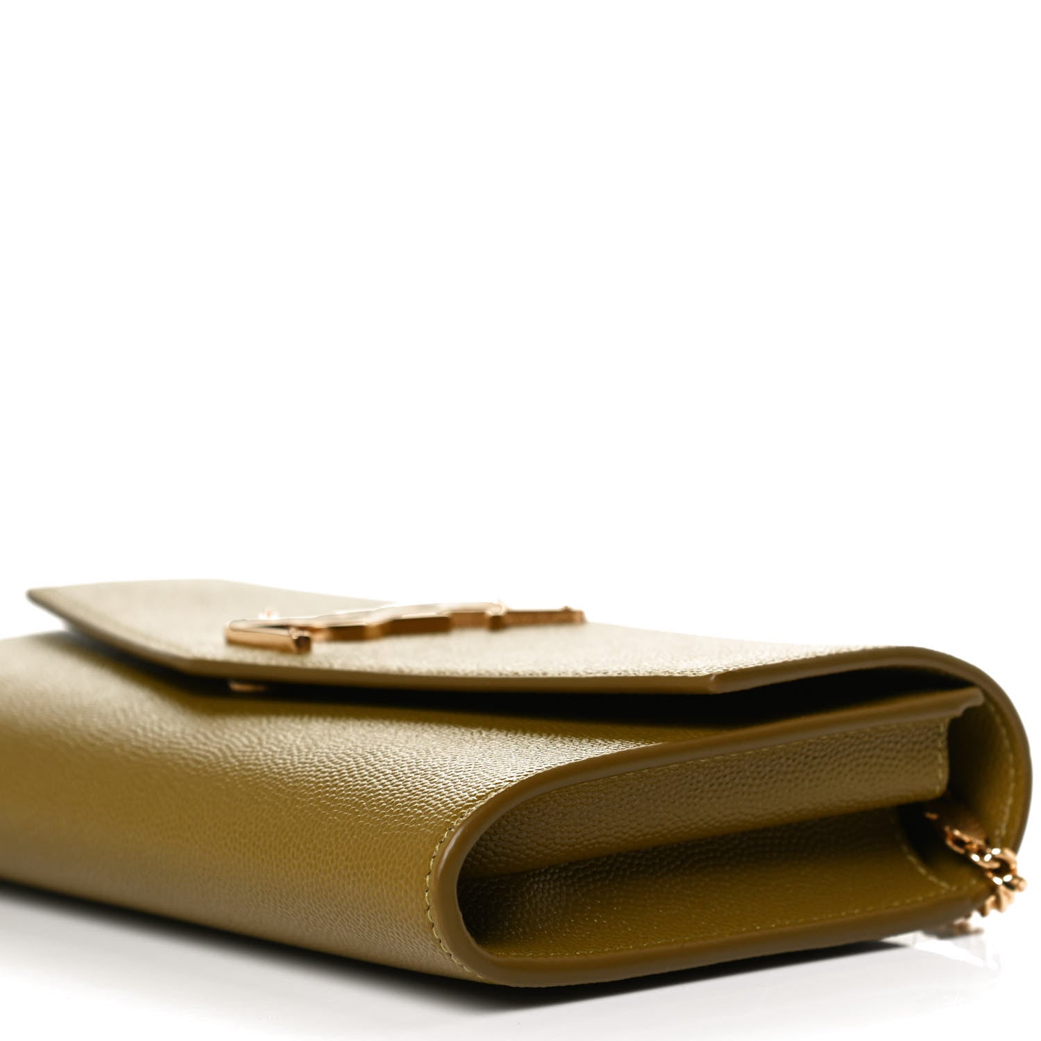 Saint Laurent Grain De Poudre Monogram Uptown Chain Wallet Olive 11 of 11