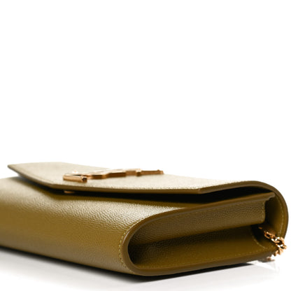 Saint Laurent Grain De Poudre Monogram Uptown Chain Wallet Olive 11 of 11