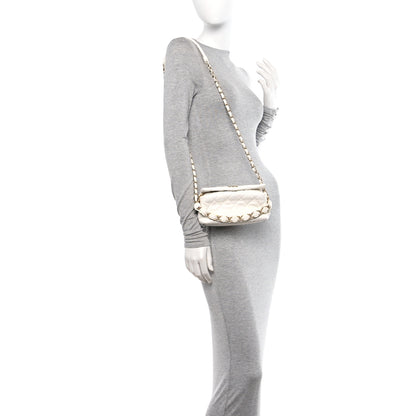 Chanel Crumpled Lambskin Quilted Small CC Links Shoulder Bag White 2 of 10