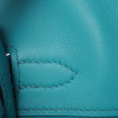 Hermes Swift Kelly Cut Clutch Pochette Bleu Paon 9 of 22