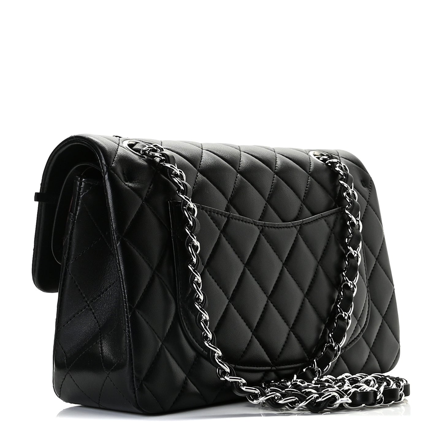 Lambskin Quilted Small Double Flap Black