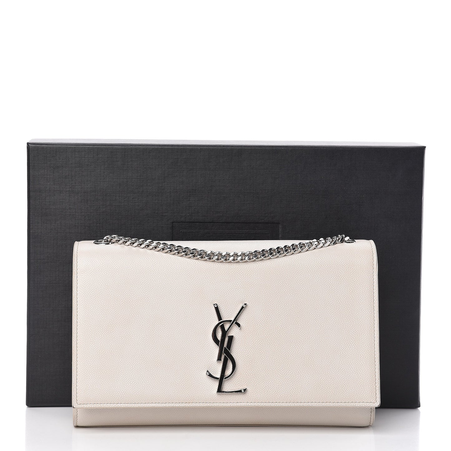 Grain De Poudre Medium Classic Monogram Kate Satchel Icy White