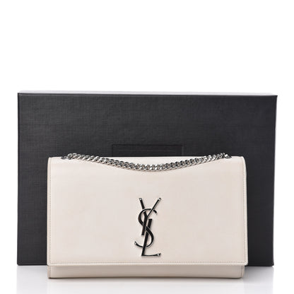 Saint Laurent Grain De Poudre Medium Classic Monogram Kate Satchel Icy White 20 of 20