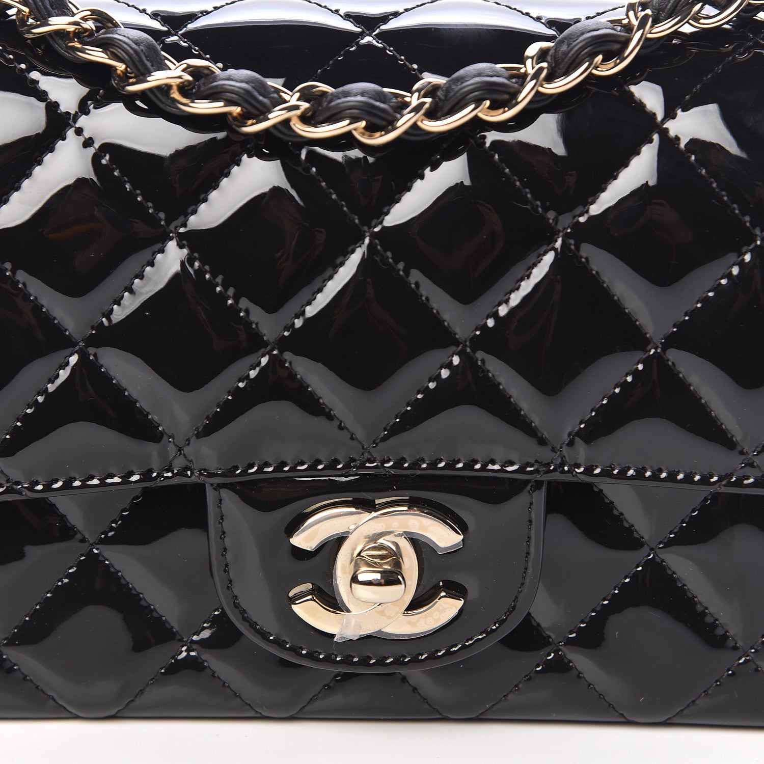 Chanel Patent Calfskin Quilted Mini Rectangular Flap Black 10 of 11